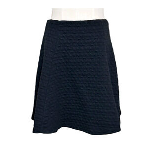 Gap Black Quilt Texture Cotton Blend Stretch A Line Skater Mini Skirt Medium